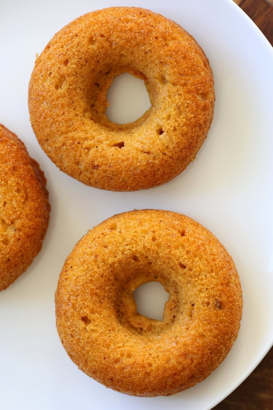 Vegan Pumpkin Donuts with Cinnamon Sugar. Soft, Spiced, Amazing. Vegan Doughnuts. Pumpkin Cinnamon sugar Donuts. Nut-free option. #vegan #veganricha