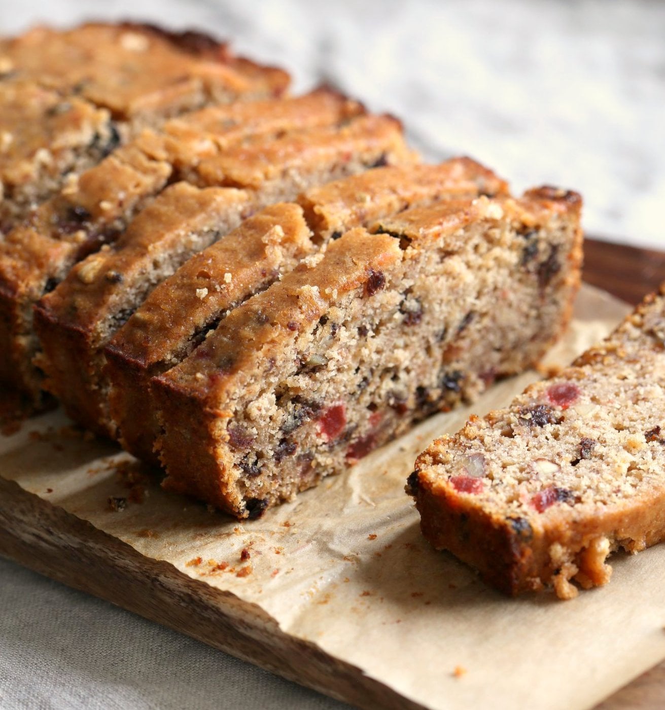 eggless cake Vegan Gluten free Christmas Cake Fruit Cake on a cutting board