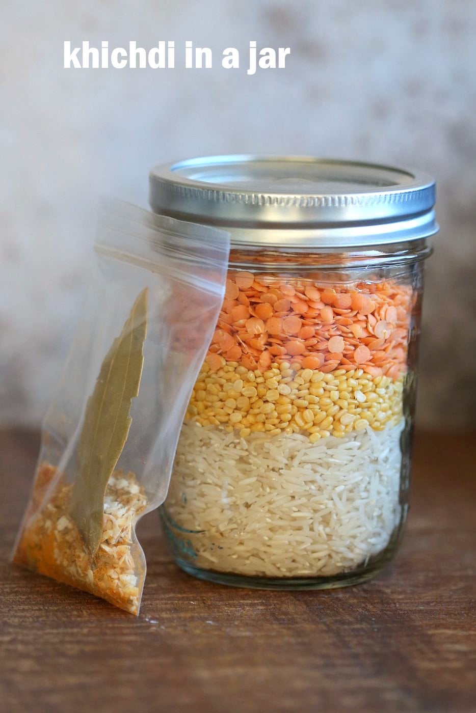 Khichdi in a Jar - Mixed Vegetable Kitchari Mix for Instant Pot or Saucepan. Easy Lentil Rice Soup with Veggies. Gift the jar full of lentils,, rice and spices. Empty into a pot with veggies of choice. Easy Weekday Dinner. Vegan Gluten-free Soy-free Nut-free Recipe. #vegan #veganricha