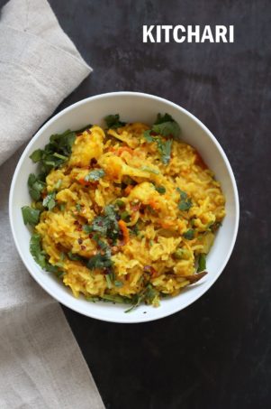 Khichdi in a Jar - Mixed Vegetable Kitchari Mix for Instant Pot or Saucepan. Easy Lentil Rice Soup with Veggies.ย Gift the jar full of lentils,, rice and spices. Empty into a pot with veggies of choice. Easy Weekday Dinner.ย Vegan Gluten-free Soy-free Nut-free Recipe.ย #vegan #veganricha