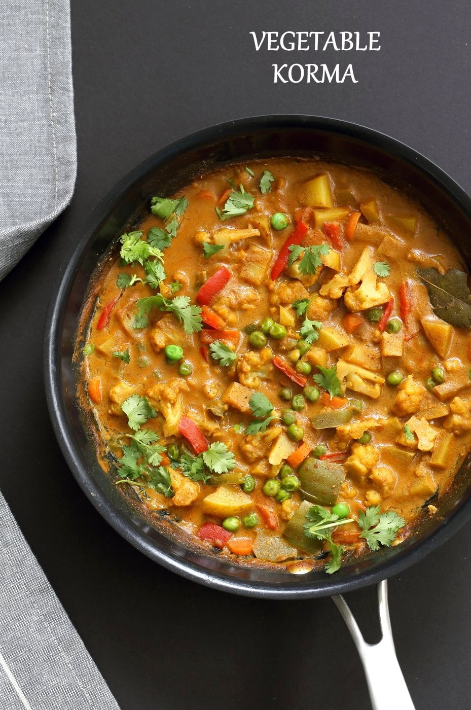 Vegetable Korma - Veggies in Spiced Ginger Chile Sauce.ย Creamy Indian Korma Recipe made without Onion and garlic. Vegan Indian Gluten-free Soy-free ย Can be made nut-free. No Onion No Garlicย Recipe. #vegan #veganricha