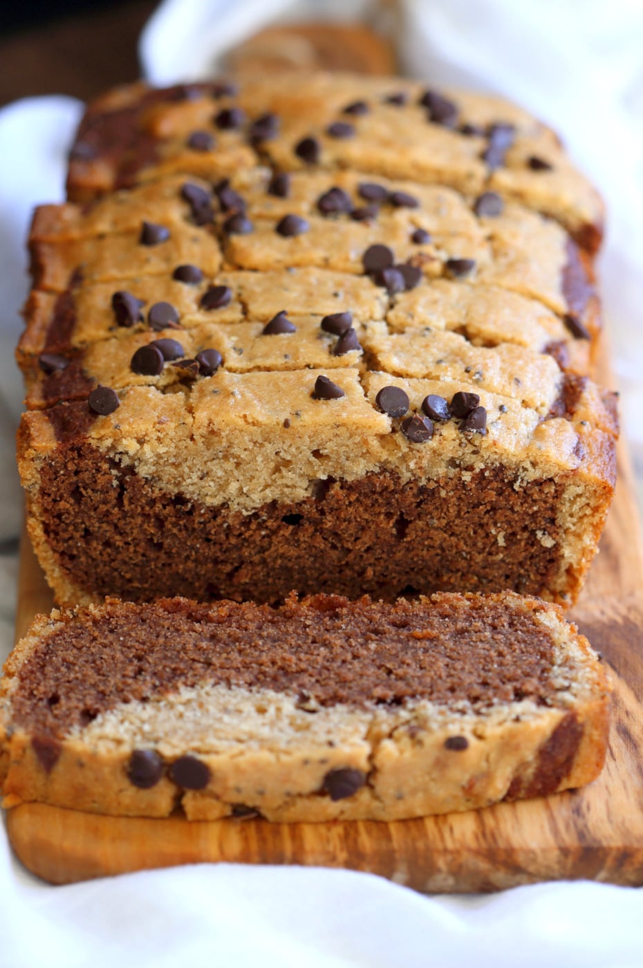 Gluten-free Cashew Butter Chocolate Marble Cake Vegan Gluten free Cake. Peanut butter chocolate marble loaf. Soft, Moist, Delicious and Easy Gluten-free Marble Cake. Soy-free gum-free Recipe. #vegan #glutenfree #veganricha | VeganRicha.com