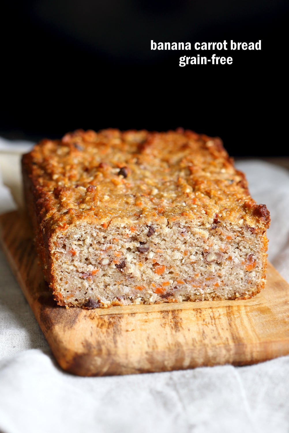 Vegan Gluten free Banana Bread. Grain-free Flourless Carrot Banana Bread. No Gum, no Aquafaba. #Vegan #grainfree #Glutenfree Soy-free #recipe. | VeganRicha.com