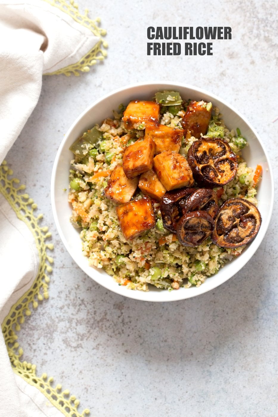 Cauliflower Fried Rice. Easy 1 Pot Fried Rice. No grains, low carb. So fluffy and so good. #Vegan #Glutenfree #Grainfree #Nutfree #Recipe #veganricha | VeganRicha.com