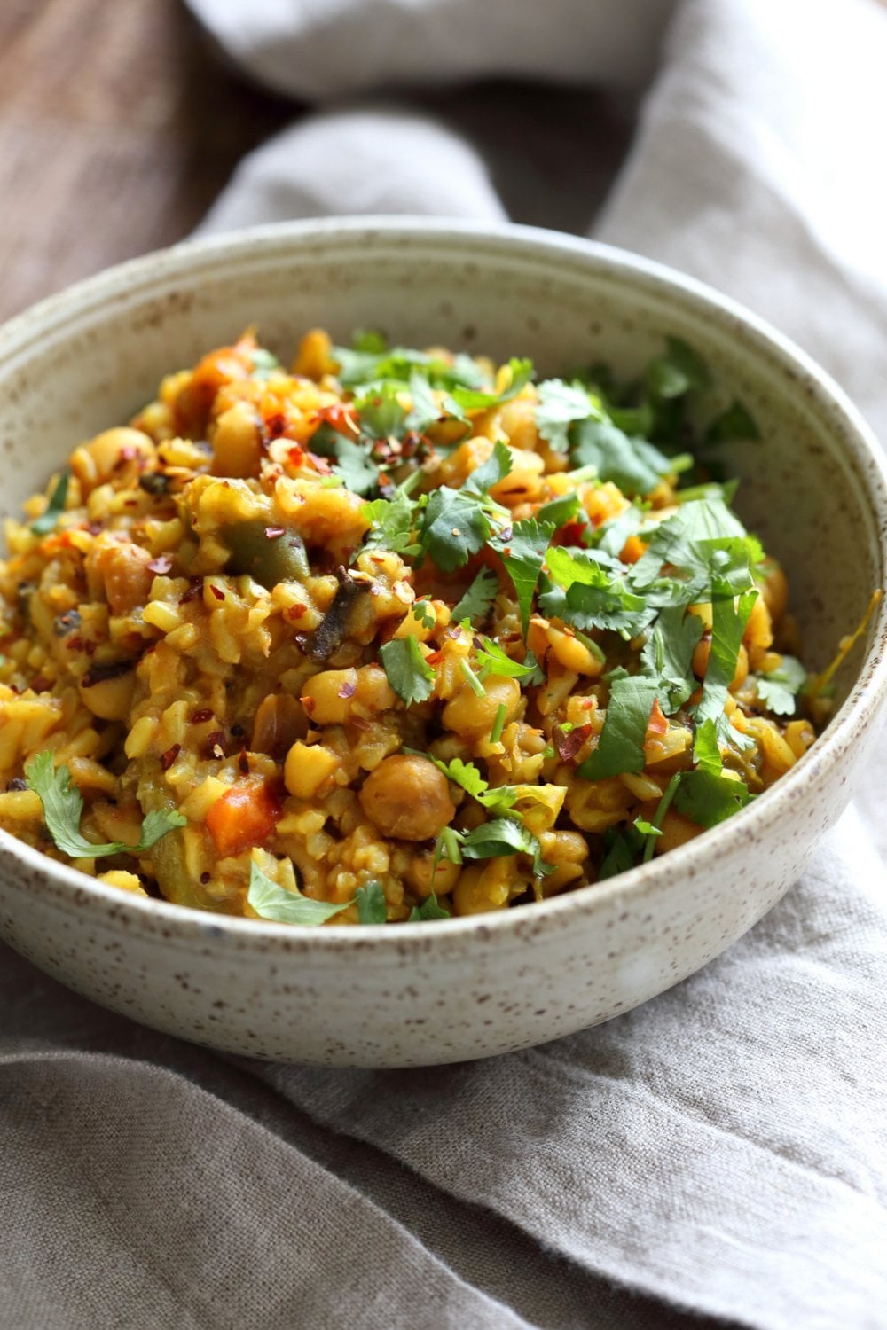Instant Pot Black Eyed Peas Rice Pulao served in a deep grey bowl