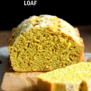 Easy 1 Bowl Coconut Turmeric Bread. Soft and Delicious 1 Bowl Golden Lemon Coconut loaf. No added oil in this cake. #Vegan #Nutfree Soyfree #Oilfree #Recipe. #veganricha | VeganRicha.com