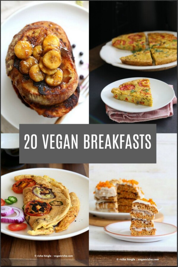 20 Delicious Vegan Breakfast Recipes. Savory and Sweet Breakfast Ideas for everyday vegan Breakfasts or brunch. Gluten-free Soy-free options.  #vegan #veganricha #veganbreakfast | VeganRicha.com