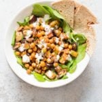 Roasted Eggplant Potatoes Chickpeas with Moroccan Merguez seasoning. Veggies tossed in Merguez blend, roasted then served with tahini dressing. #Vegan #Glutenfree #soyfree #Recipe #veganricha | VeganRicha.com