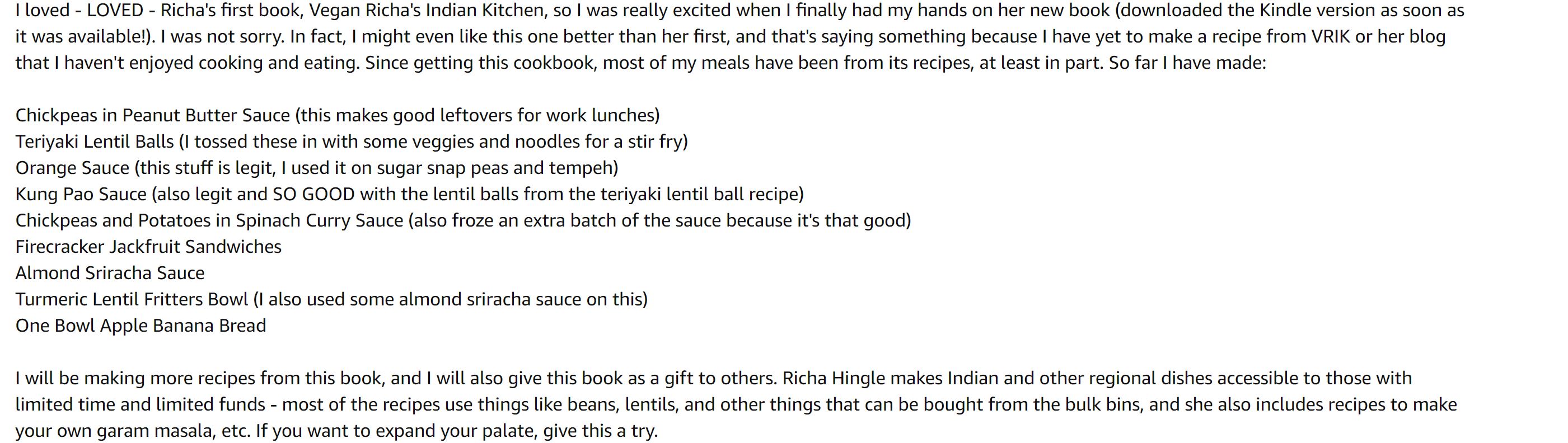 Reviews of Vegan Richa's Everyday Kitchen Cookbook