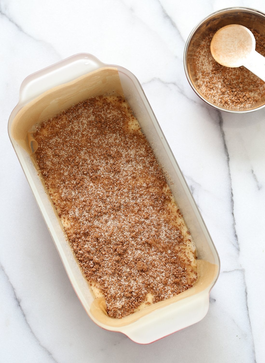 This Vegan Cinnamon Swirl Cake is super Easy and Quick. A simple yellow cake, swirled with cinnamon sugar makes for a delightful treat. Add some nuts into the swirl for variation #Vegan #Nutfree #Soyfree #Dessert #Recipe #veganricha | VeganRicha.com