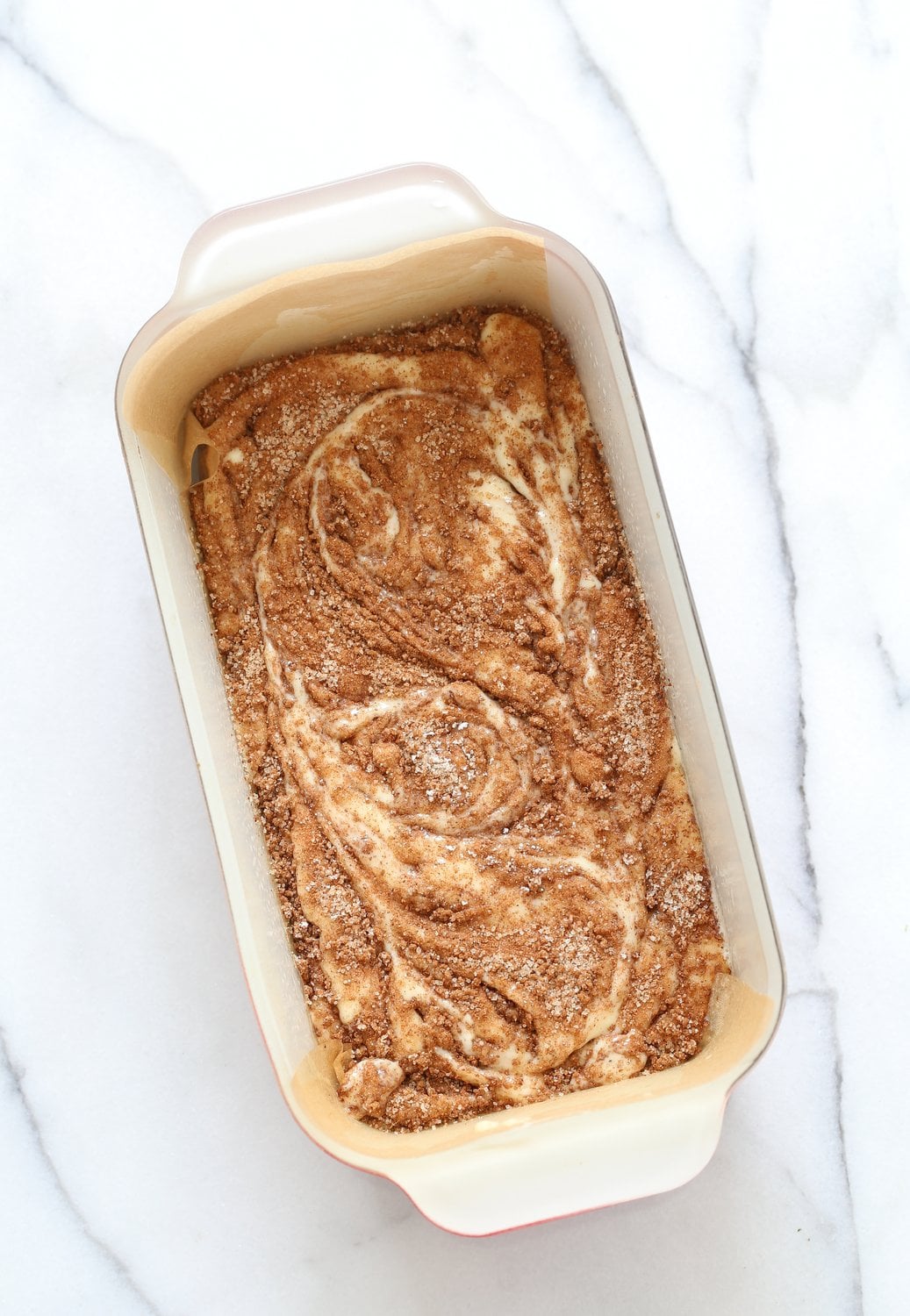 This Vegan Cinnamon Swirl Cake is super Easy and Quick. A simple yellow cake, swirled with cinnamon sugar makes for a delightful treat. Add some nuts into the swirl for variation #Vegan #Nutfree #Soyfree #Dessert #Recipe #veganricha | VeganRicha.com