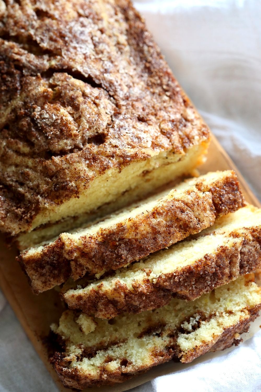 This Vegan Cinnamon Swirl Cake is super Easy and Quick. A simple yellow cake, swirled with cinnamon sugar makes for a delightful treat. Add some nuts into the swirl for variation #Vegan #Nutfree #Soyfree #Dessert #Recipe #veganricha | VeganRicha.com