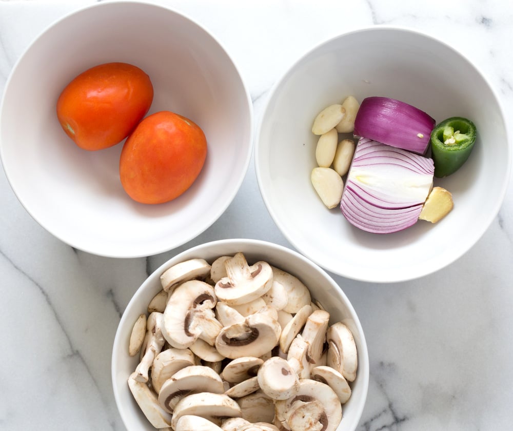 Instant Pot Mushroom Masala. Easy Mushrooms and peas in Creamy Sauce made in an Instant Pot. Add chickpeas for a hearty meal. #Vegan #Gluten-free #Soyfree #Recipe. Can be #nutfree #VeganRicha