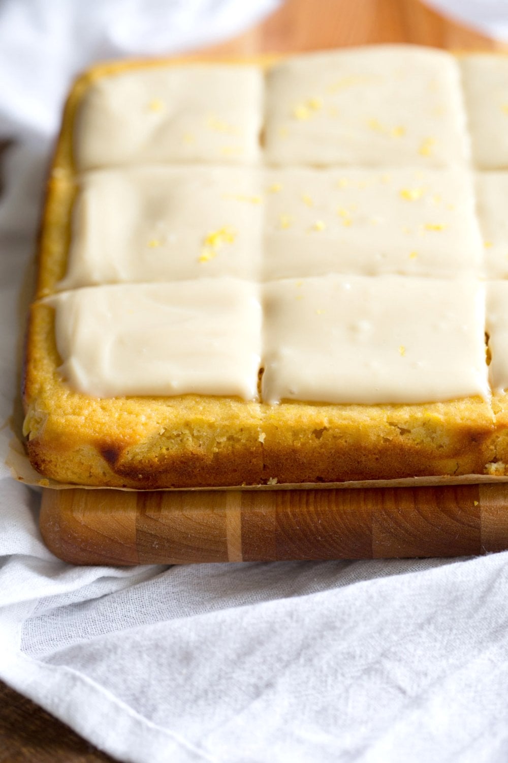 Vegan Lemon Cake with Cream Cheese Frosting. No added refined sugar in this soft and Delicious Lemon Cake! Make into cupcakes, loaf or a sheet pan cake. #Vegan #Soyfree #Recipe #lemoncake Can be nut-free #veganricha | VeganRicha.com