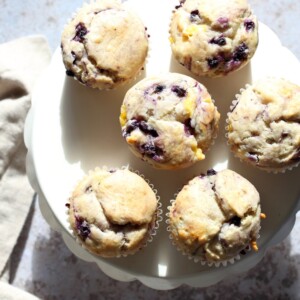 Vegan Blueberry Muffins with Cream Cheese & Pineapples. Blueberry Cheesecake Muffins! Soft, Moist, Delicious Pound Cake like Muffins. #Vegan #Soyfree #Recipe. #veganricha