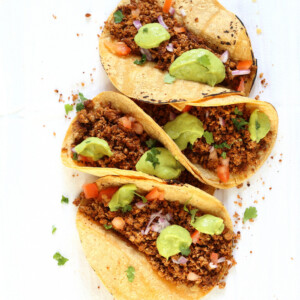 Cauliflower Taco Meat. Easy No Skillet Cauliflower Walnut Crumble. Use in tacos, wraps, burrito, nachos, salads! #Vegan #Glutenfree #soyfree #Recipe #Veganricha. Can be #nutfree | VeganRicha.com
