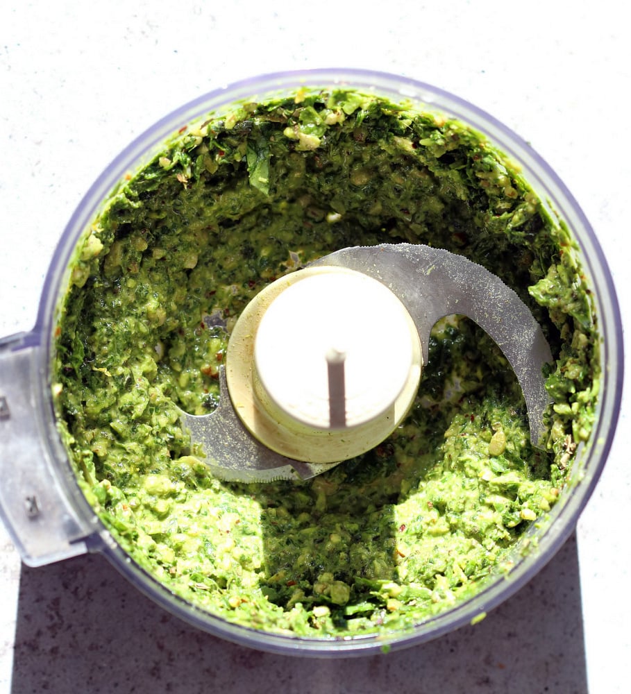 Vegan Pesto in a food processor