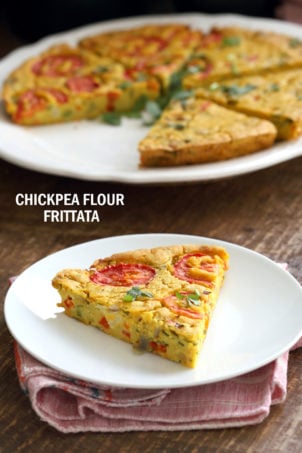 Chickpea Flour Frittata - Eggless Vegan Frittata Recipe.ย This Chickpea flour frittata is filling, easy and delicious. Use the batter to make pancakes, crepes, crustless quiche. #Vegan #Glutenfree #Soyfree #Nutfree #Recipe #veganrichaChickpea Flour Frittata - Eggless Vegan Frittata Recipe.ย This Chickpea flour frittata is filling, easy and delicious. Use the batter to make pancakes, crepes, crustless quiche. #Vegan #Glutenfree #Soyfree #Nutfree #Recipe #veganricha