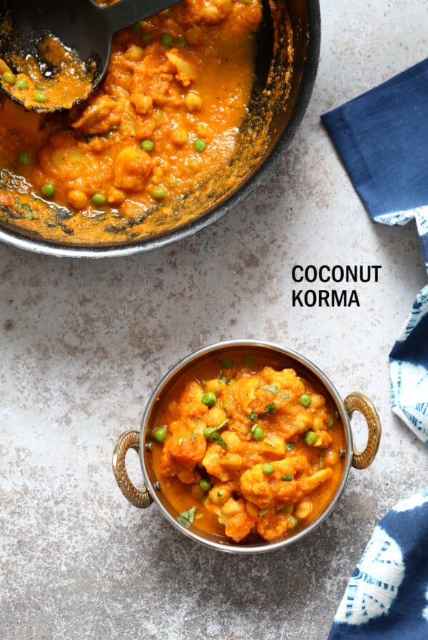 Veggie Kurma - Easy Coconut Korma Sauce with Cauliflower, Potatoes, Carrots, Chickpeas. Vegetable Korma #Vegan #Glutenfree #Soyfree #Nutfree #Recipe #veganricha