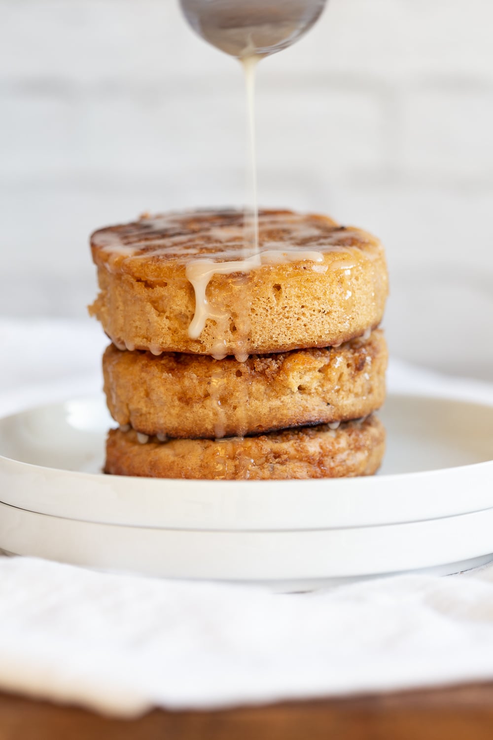 These Vegan Cinnamon Streusel Pancakes are a perfect treat for Valentines or a special day. A delicious fluffy vanilla pancake topped with a cinnamon streusel for a coffee cake like pancake. Make the pancakes in cookie cutters to make a cake like pancake tower! #Vegan #Pancakes #Soyfree #Nutfree #Recipe #VeganRicha