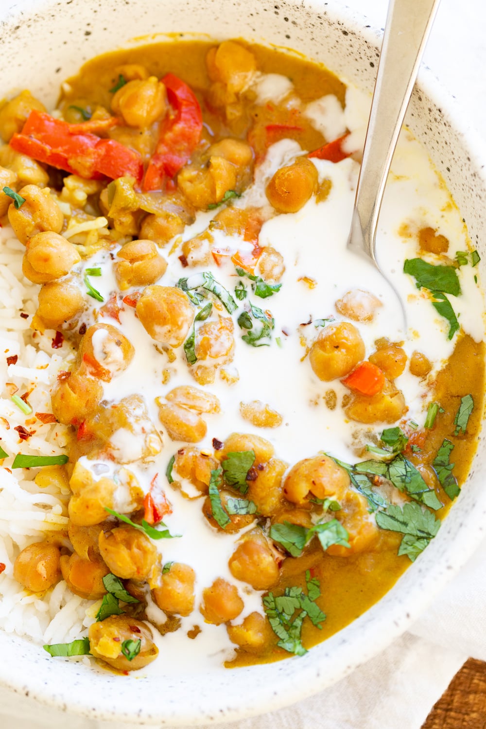 Chickpea Coconut Curry - Instant Pot or Saucepan. This 1 Pot Coconut Chickpea Curry is flavorful and Easy made with dried chickpeas. Add other veggies like sweet potato, squash. #Tomatofree #Vegan #Glutenfree #Nutfree #Soyfree #Recipe #Chickpeacoconutcurry #oilfree #veganricha.