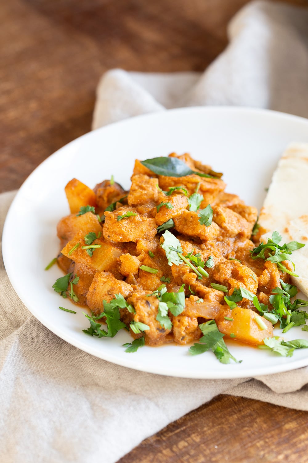 Tempeh Cauliflower Potato Tamarind Curry. South Indian Coconut and tamarind curry with veggies. #Vegan #Glutenfree #Nutfree #Recipe #veganricha #vegantamarindchickencurry Can be Soyfree.