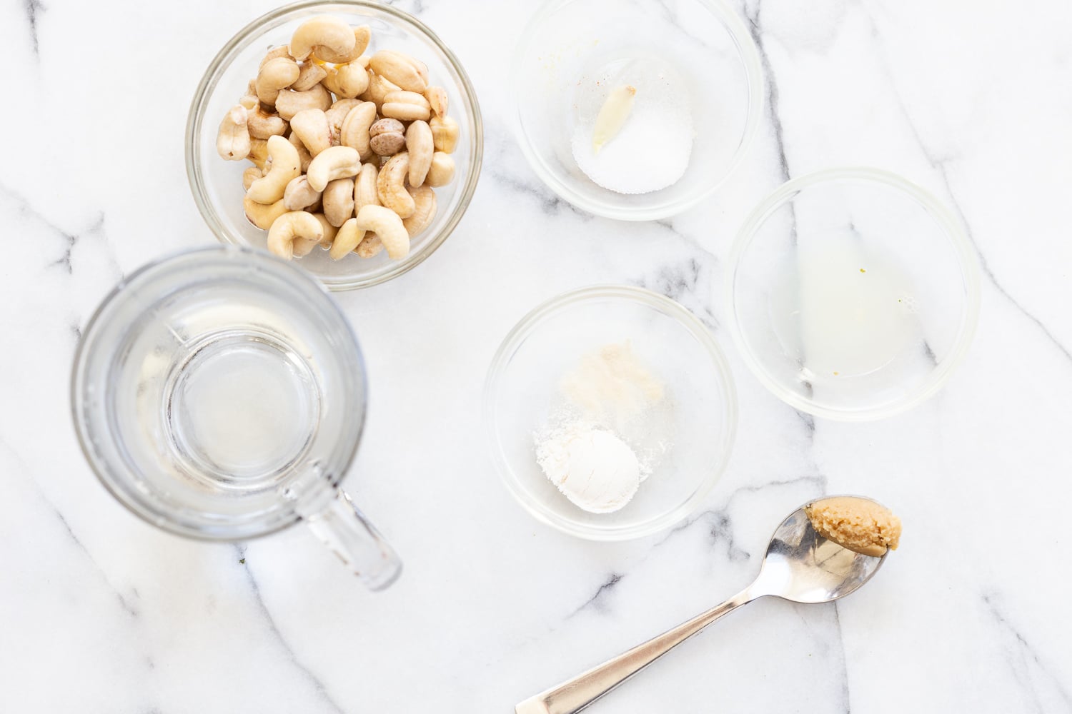 Ingredients for Cashew Mozzarella for our Vegan Mushroom Quesadilla