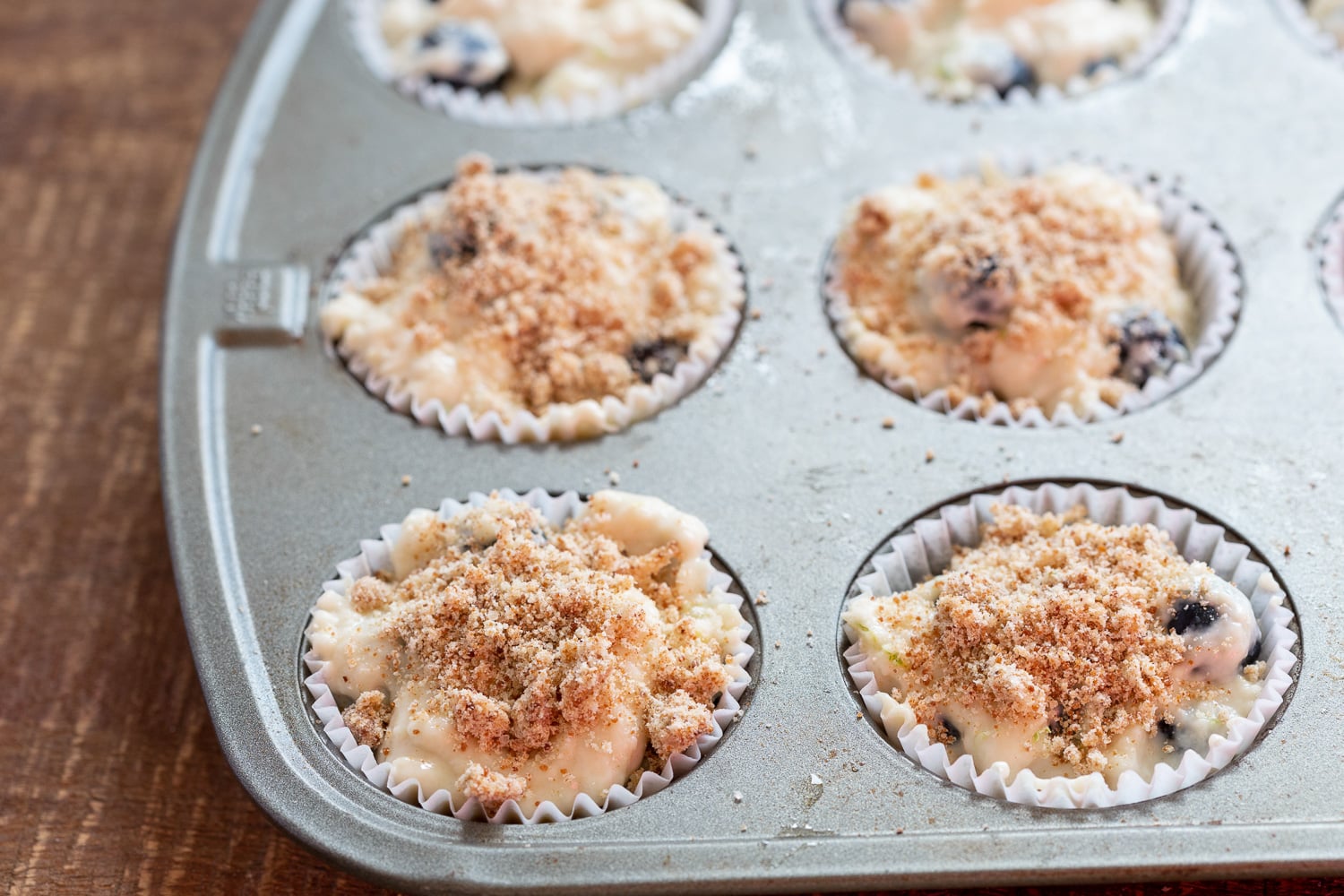 Vegan Blueberry Muffins in muffin pan