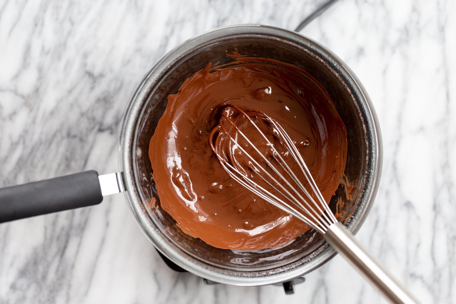 Melted chocolate in a double boiler