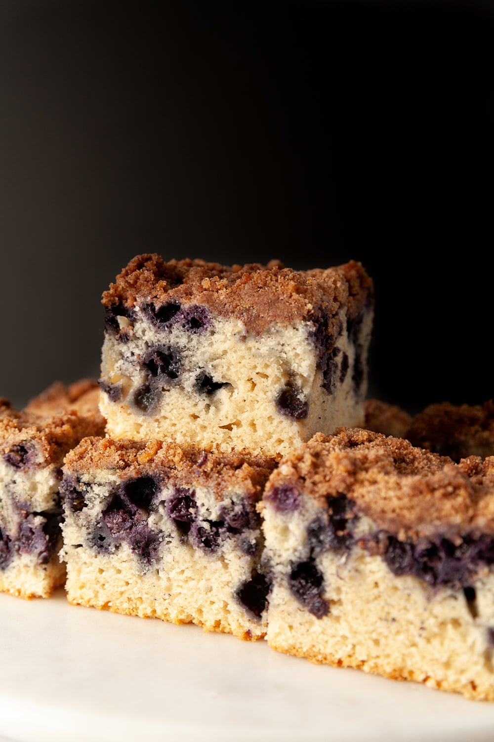 Stacked slices of Vegan Blueberry Buckle