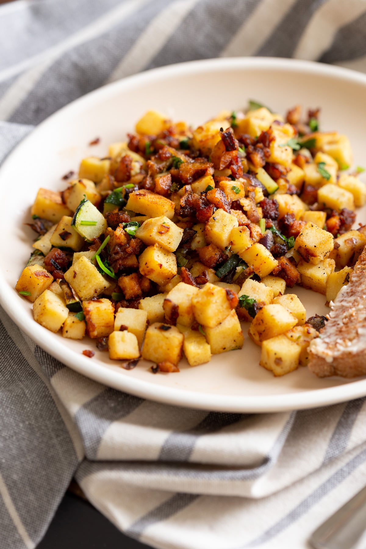 Chickpea Tofu Breakfast Scramble on a white plate