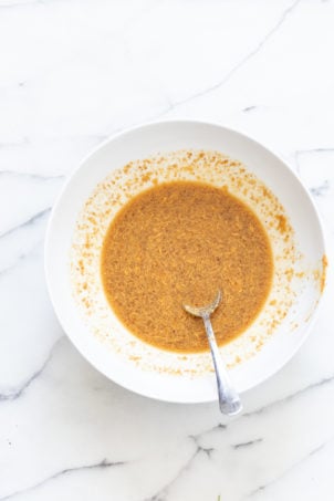 Nut Butter mixture in a whit bowl