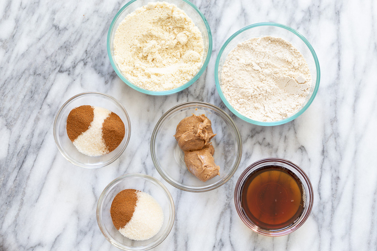 Snickerdoodle bites overhead shot of ingredients for making Snickerdoodle Bites