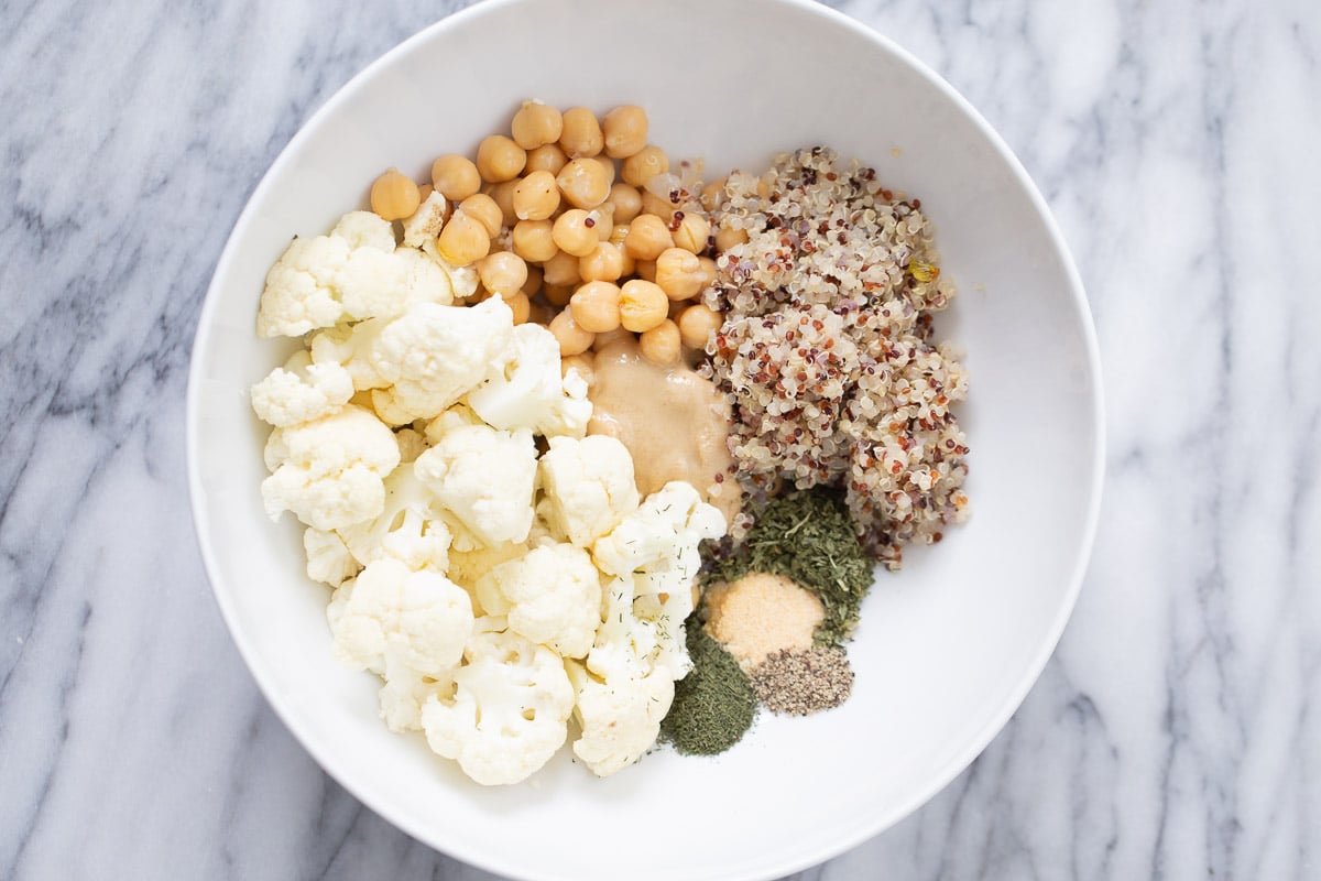 vegan croquettes ingredients for vegan croquettes in a bowl