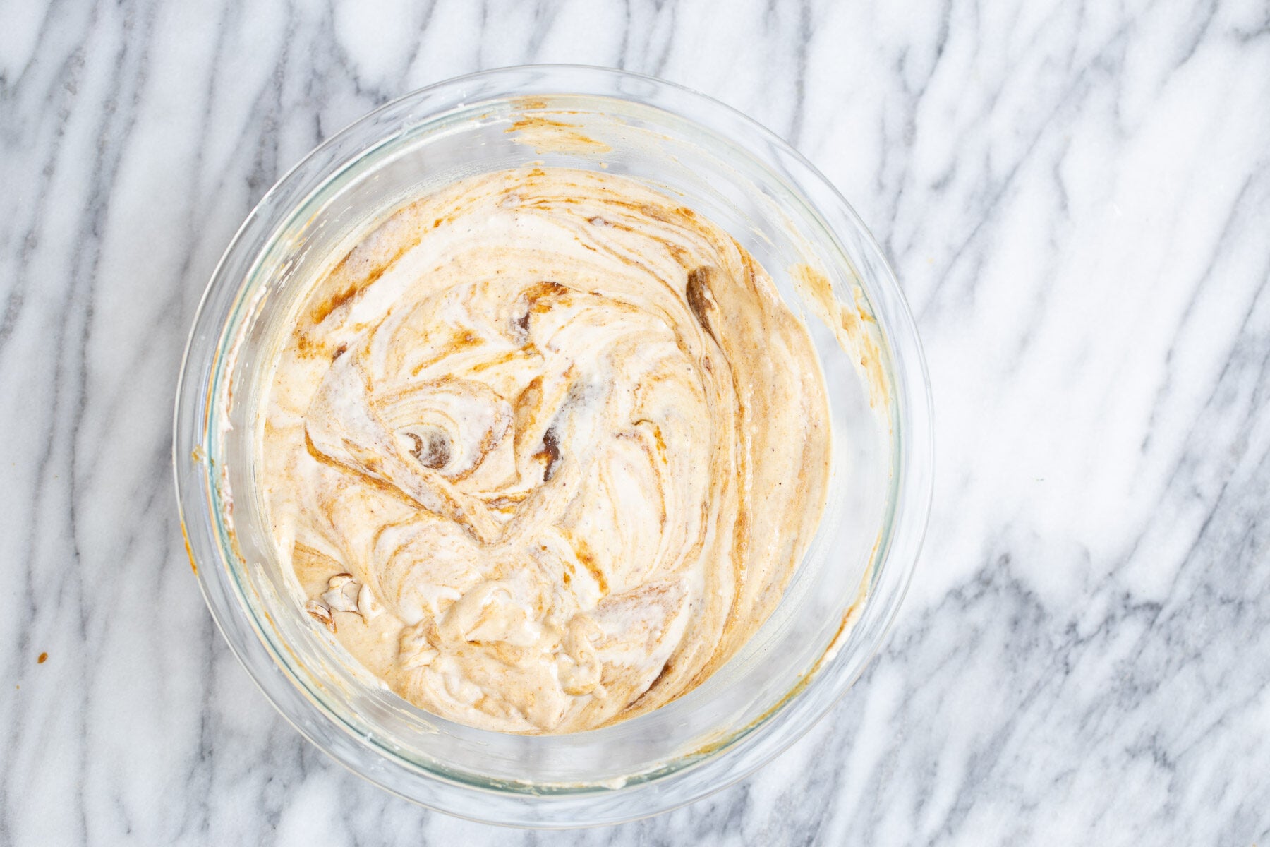 pumpkin pancake batter in a glass bowl