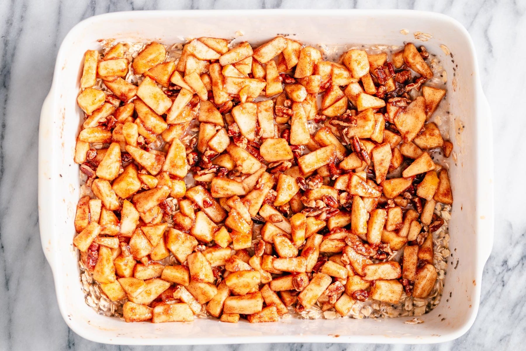 oatmeal topped with apple pie topping 