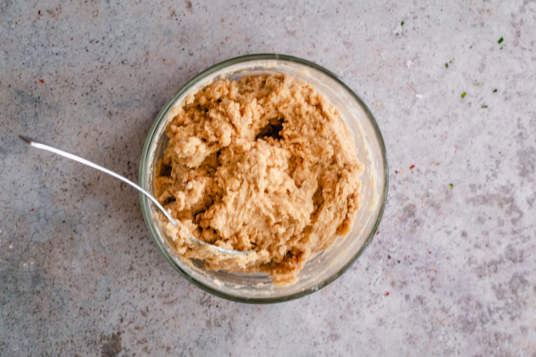 vegan biscotti vegan churro biscotti dough in a small glass bowl