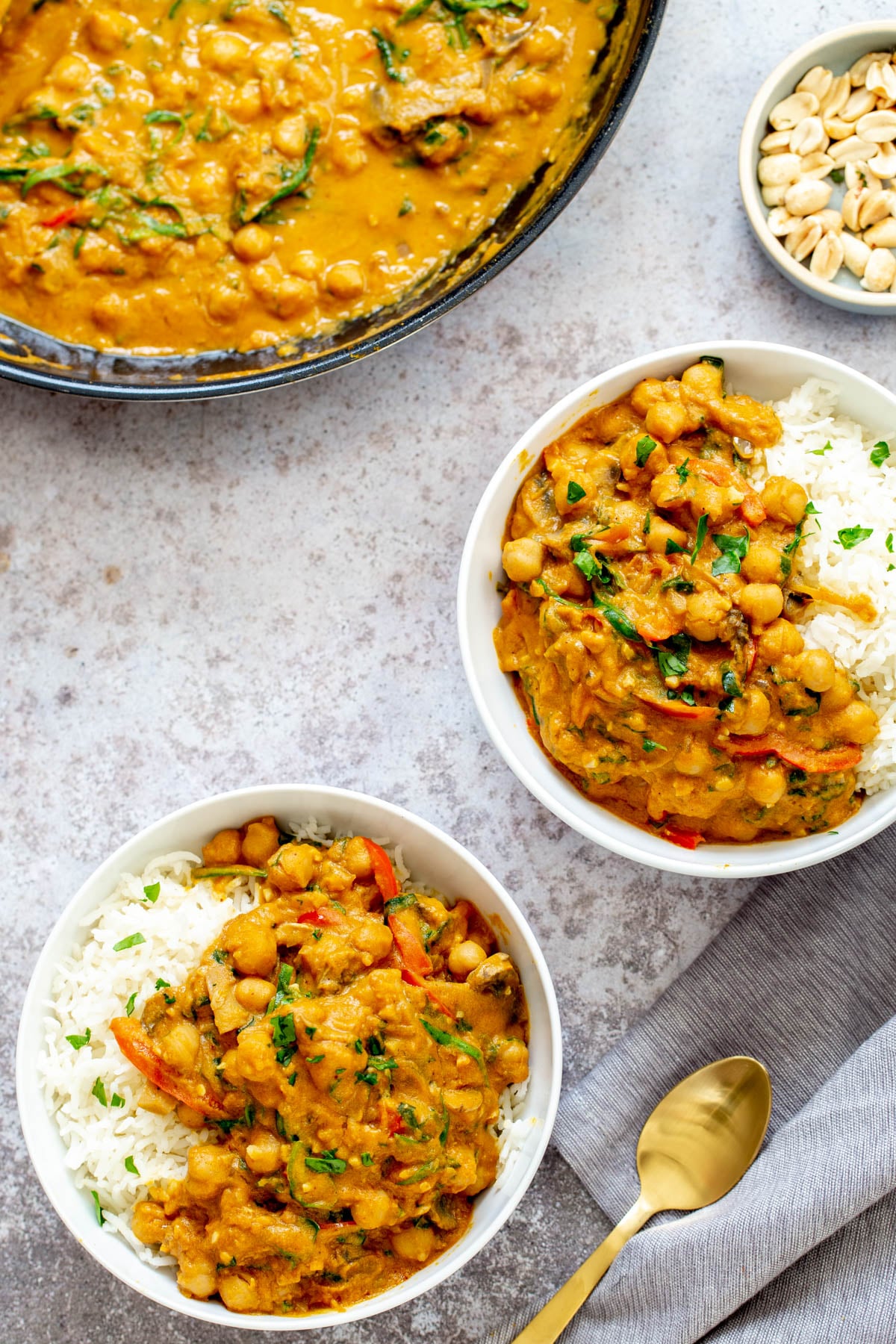 pumpkin curry two servings of vegan one pot chickpea pumpkin curry served with rice