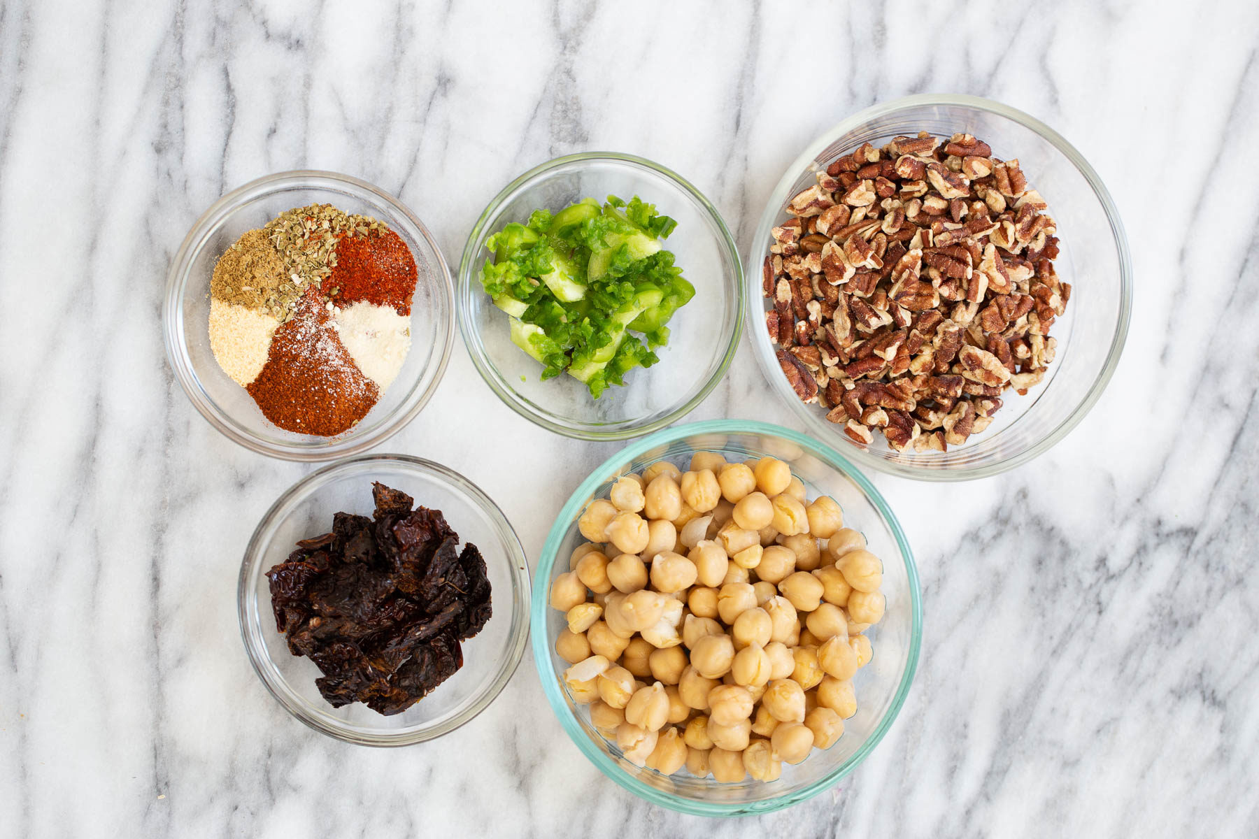 walnut taco meat overhead shot of ingredients needed for making vegan walnut taco meat
