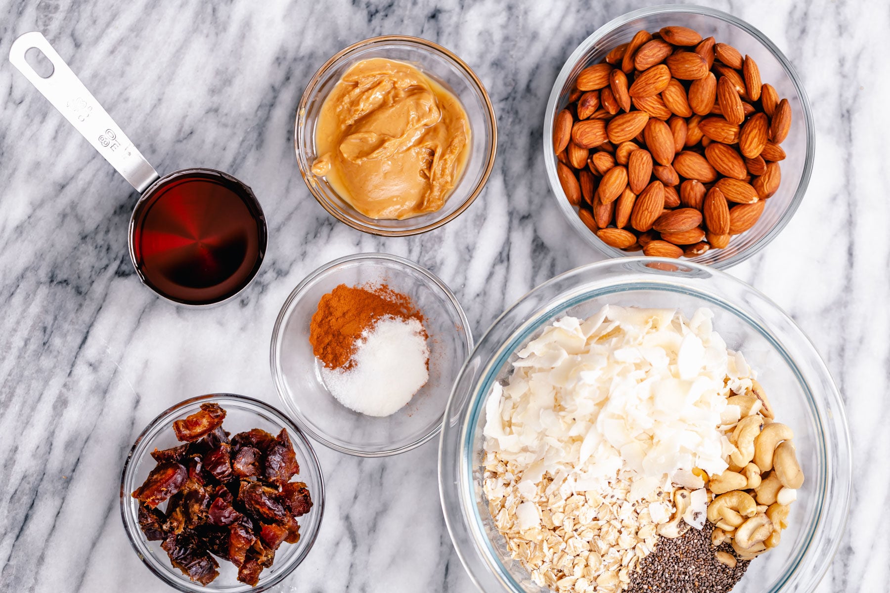 coconut granola overhead shot of ingredients needed for making almond coconut granola