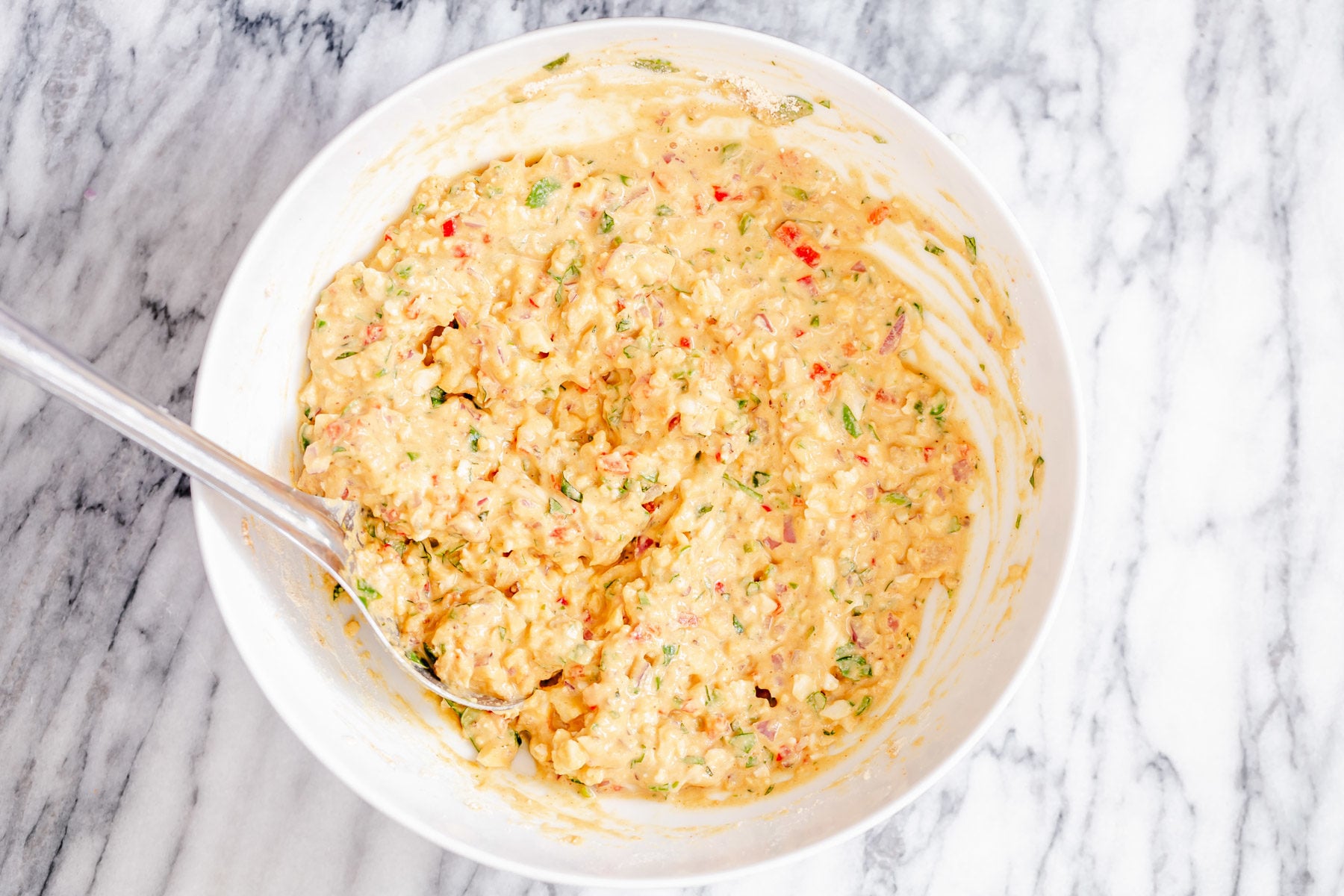 chickpea flour waffles pakora waffle batter resting in a bowl