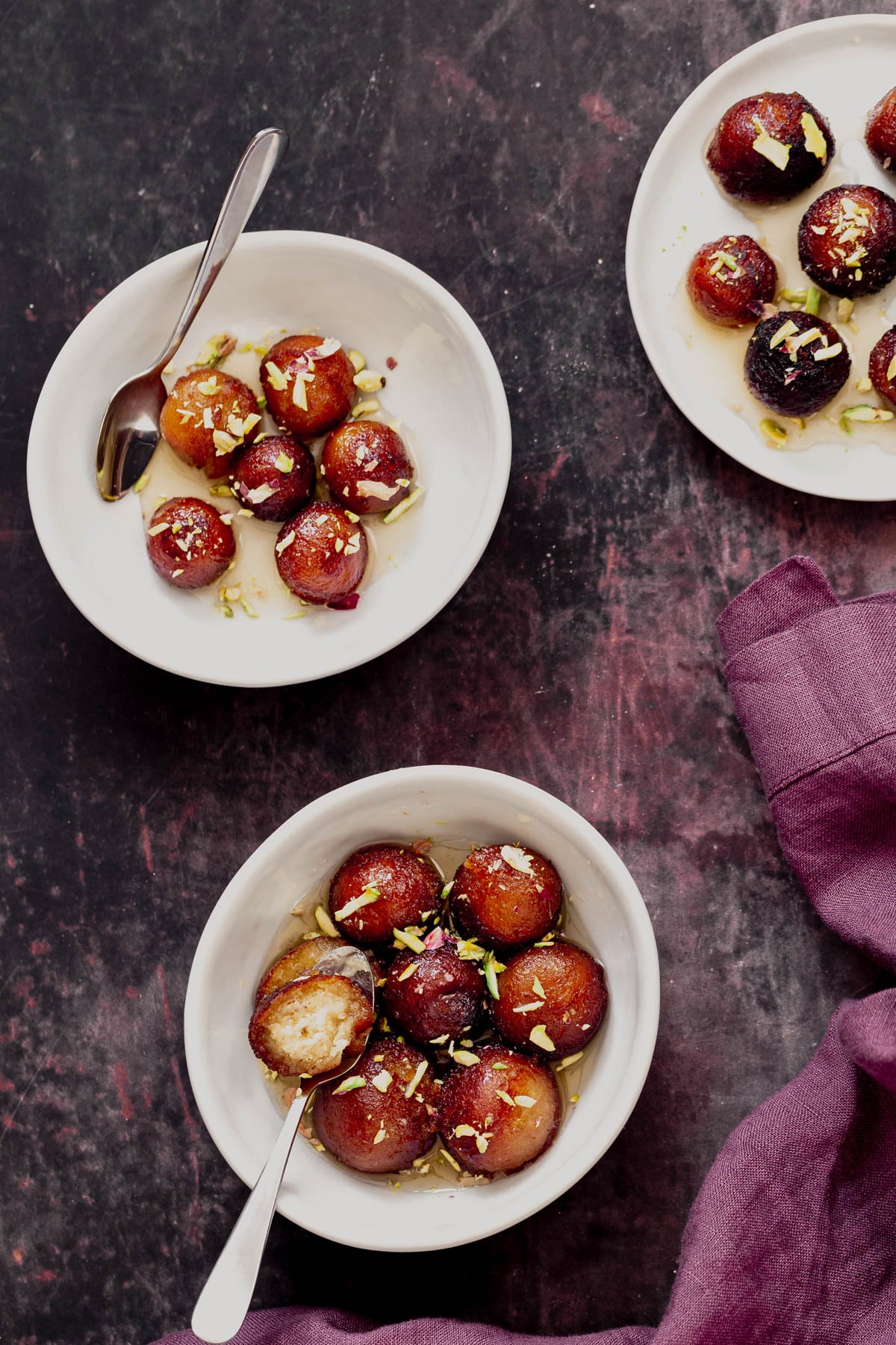 gulab jamun dry mix overhead shot of vegan gulab jamuns made from diy donut mix