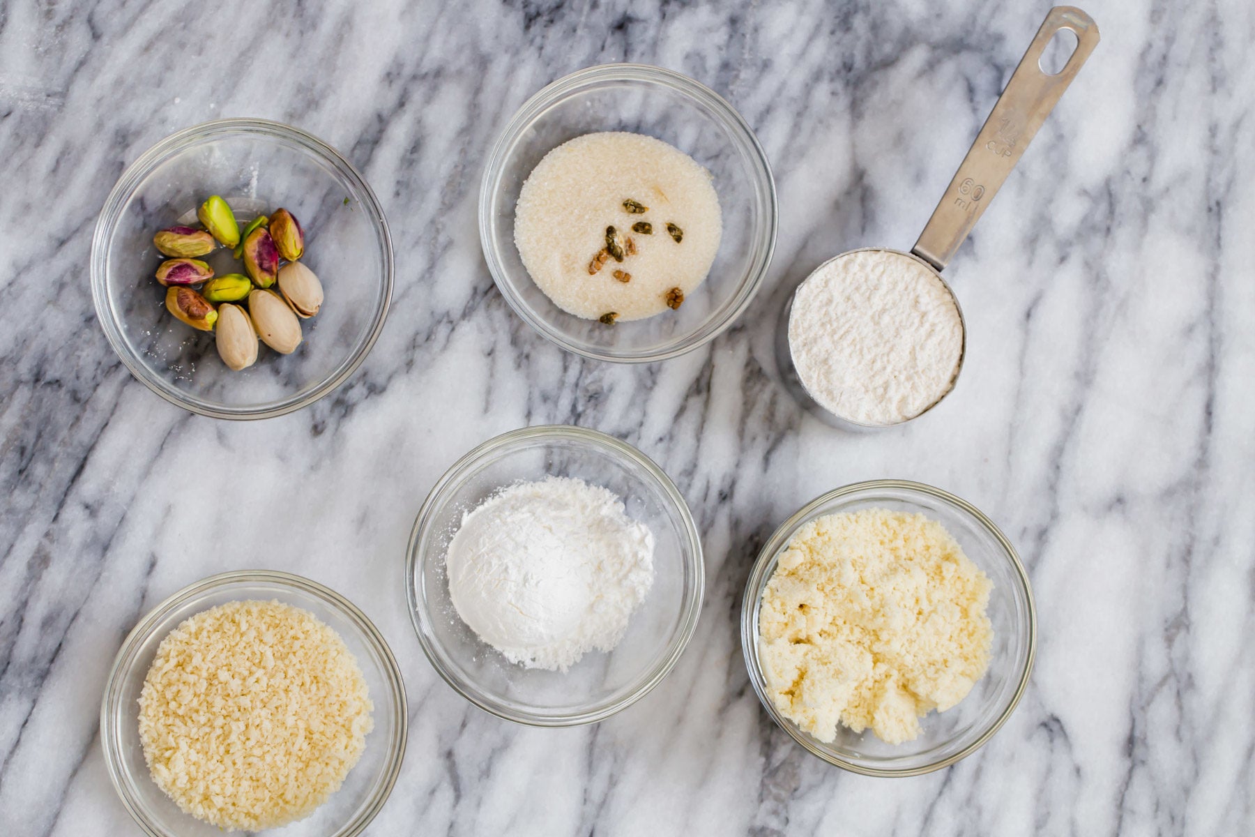 vegan gulab jamun overhead shot of ingredients used for making vegan gulab jalum dry mix