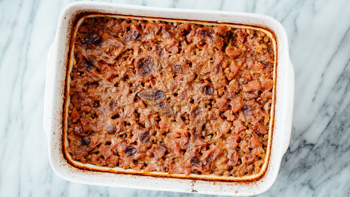 lentil casserole vegan Indian Curry Lentil Casserole fresh out of the oven