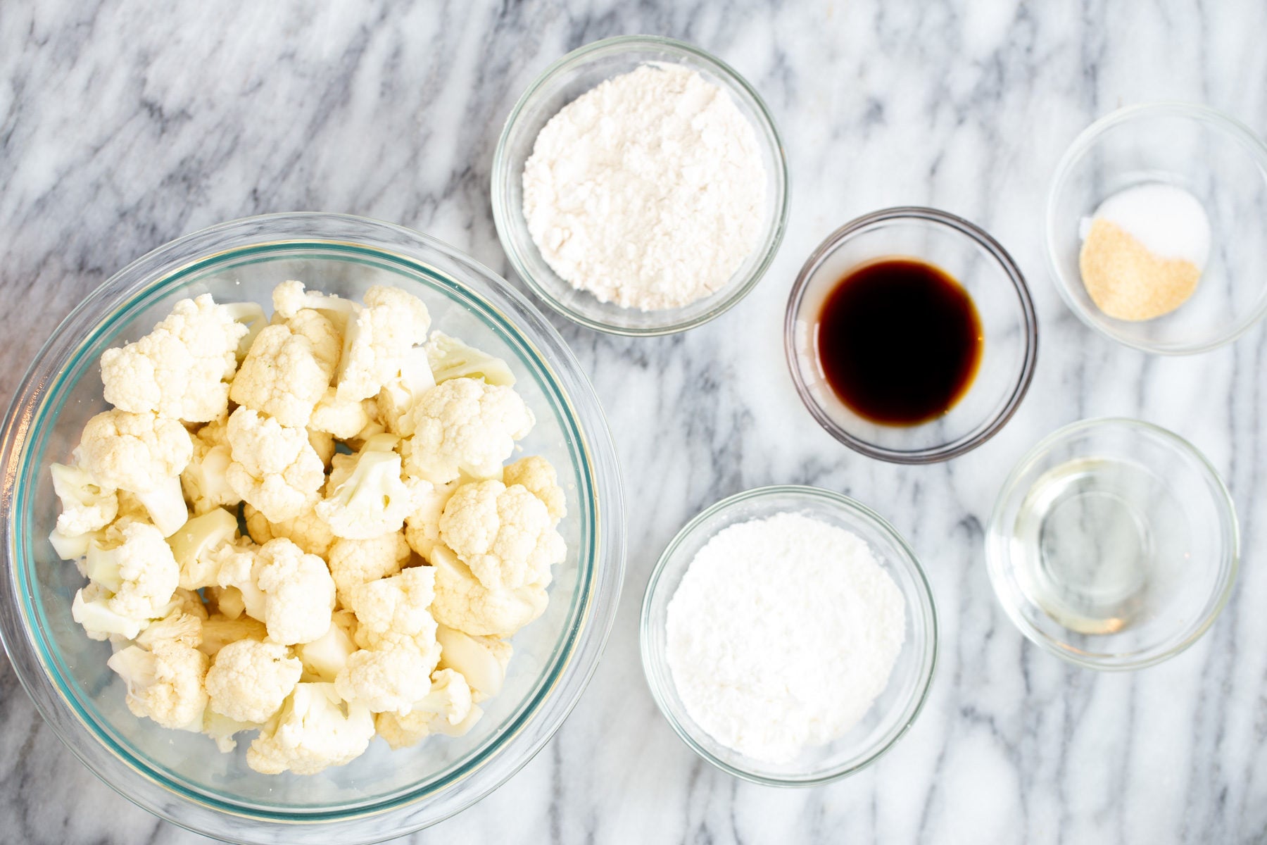 ingredients for making baked vegan general tso cauliflower