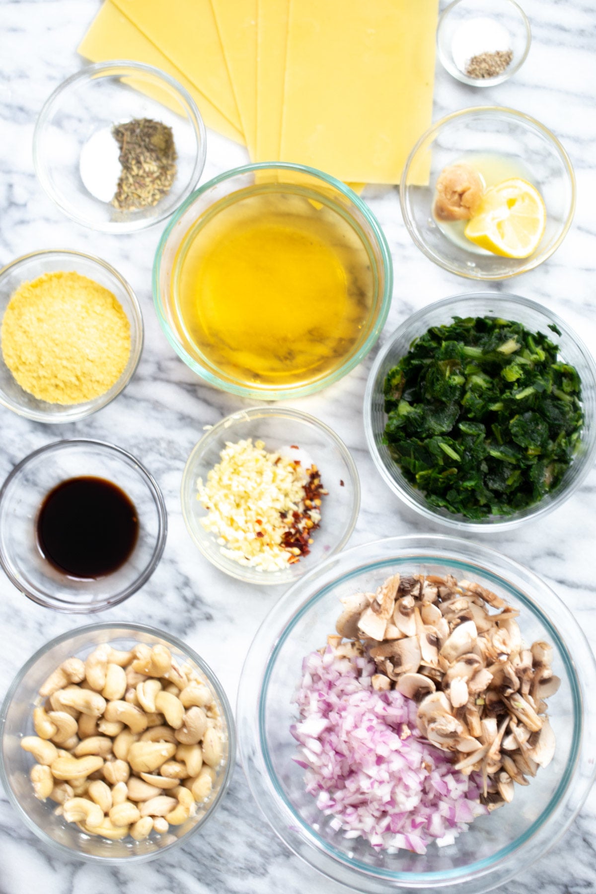 ingredients needed for making vegan skillet lasagna