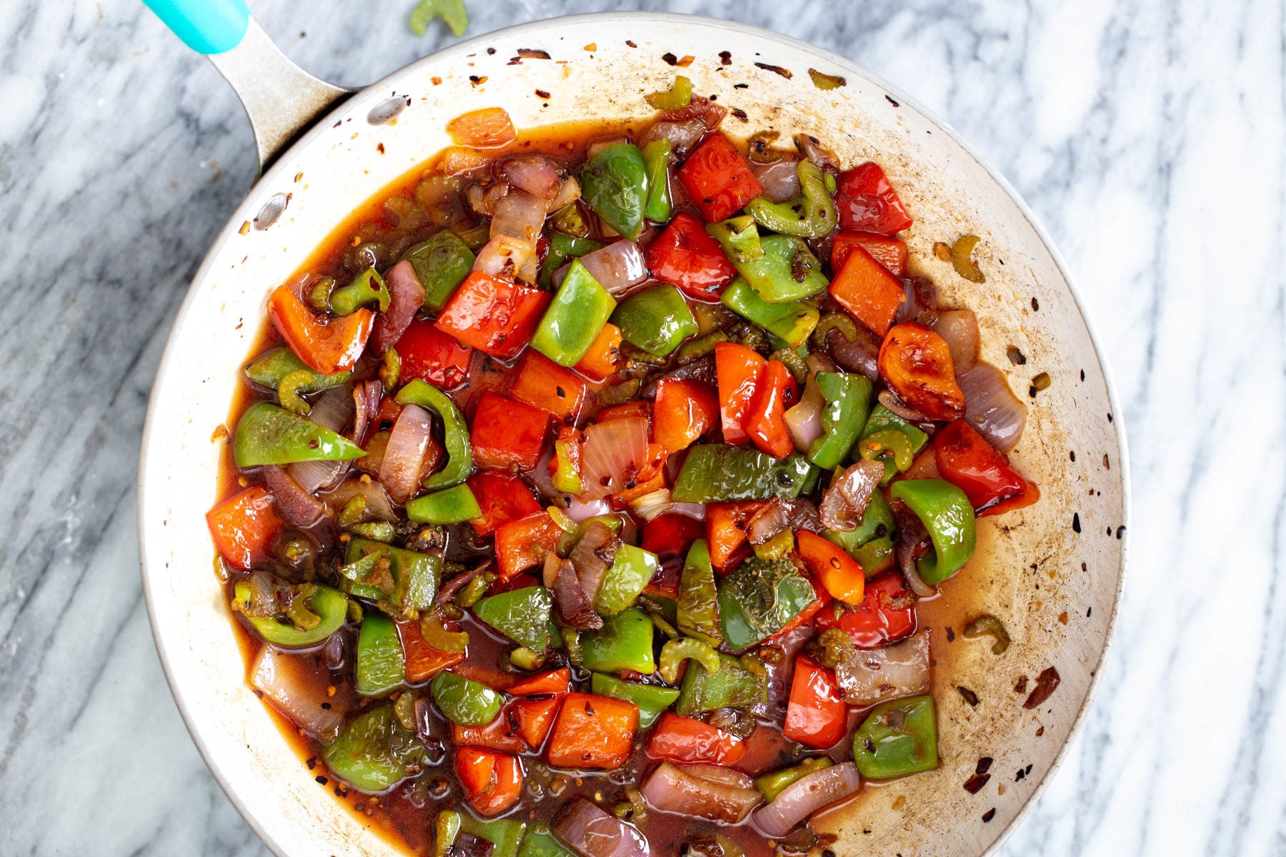 vegetables tossed in sweet and sour stir-fry sauce to make stir-fry