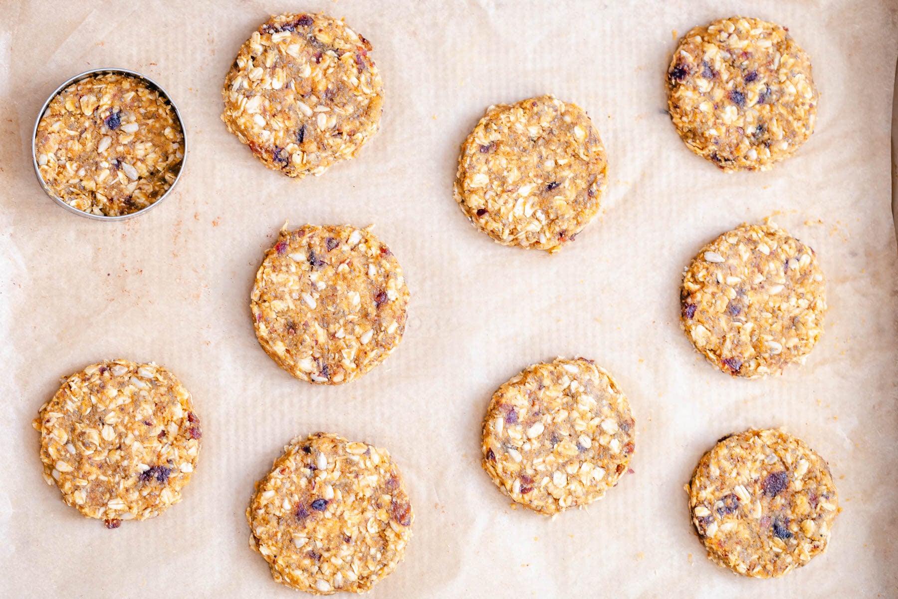 pumpkin breakfast cookies unbaked pumpkin breakfast cookies on a cookie sheet