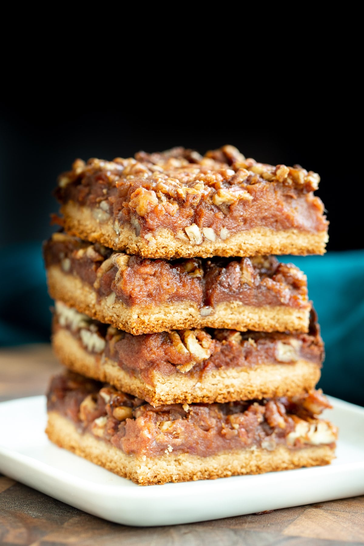 vegan pecan pie bars stacked vegan glutenfree pecan pie bars
