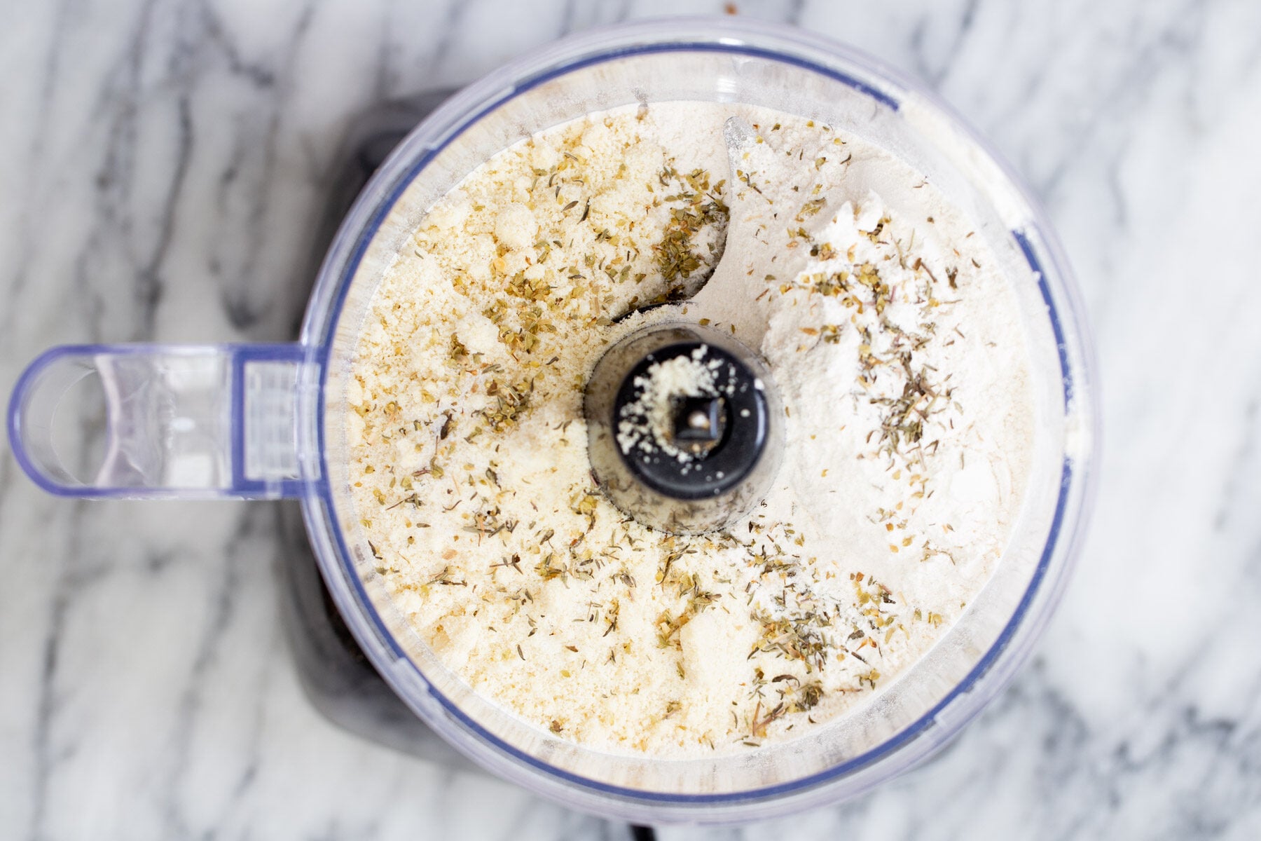 vegan shortcrust pastry ingredients in a food processor